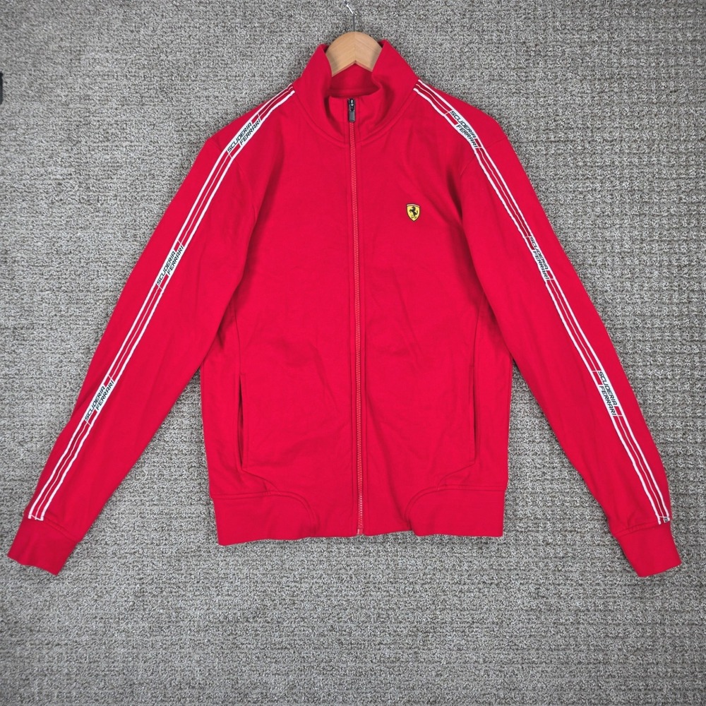 Scuderia Ferrari Mens Red Full Zip Track Jacket Sleeves Size Large